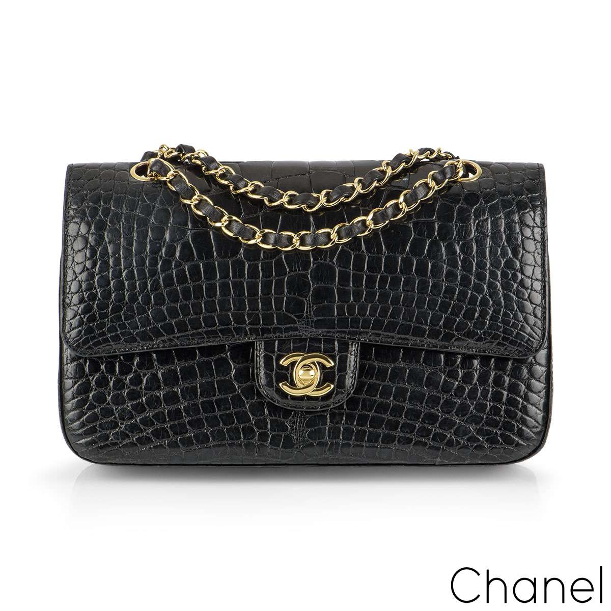 Chanel Medium Classic Crocodile Double Flap Bag - Black Shoulder Bags,  Handbags - CHA101297